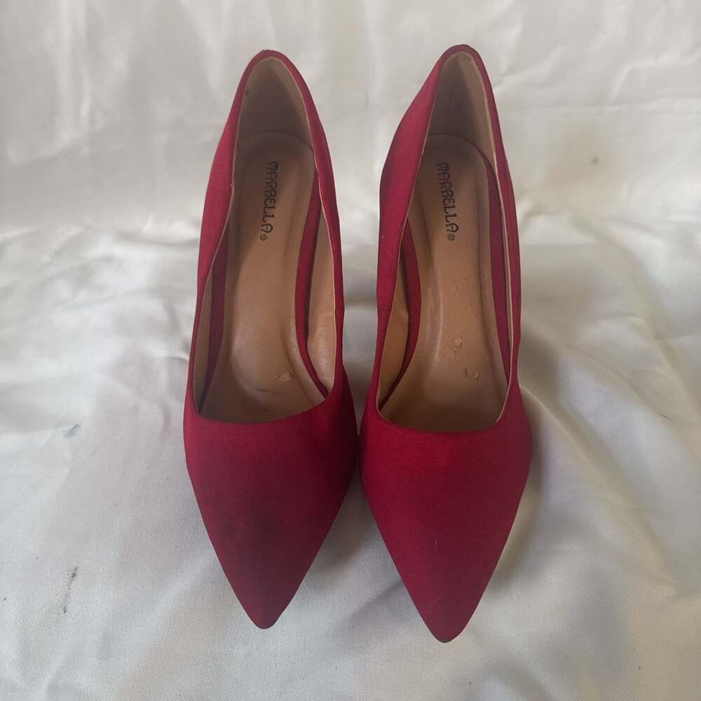Nine West Red Suede Pointy Toe Stiletto Heels